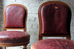 A Good Pair of Early Victorian Golden Oak & Leather Upholstered Library Chairs c.1840-50