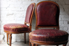 A Good Pair of Early Victorian Golden Oak & Leather Upholstered Library Chairs c.1840-50