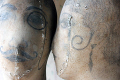 A Decorative Pair of Mannequin Shop Display Heads as a Flapper & Dandy