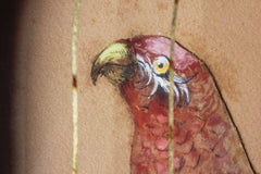 A Charming & Unusual Pair of Early 19thC Continental Appliqué Paper Pictures In The Form of Caged African Parrots c.1800-25