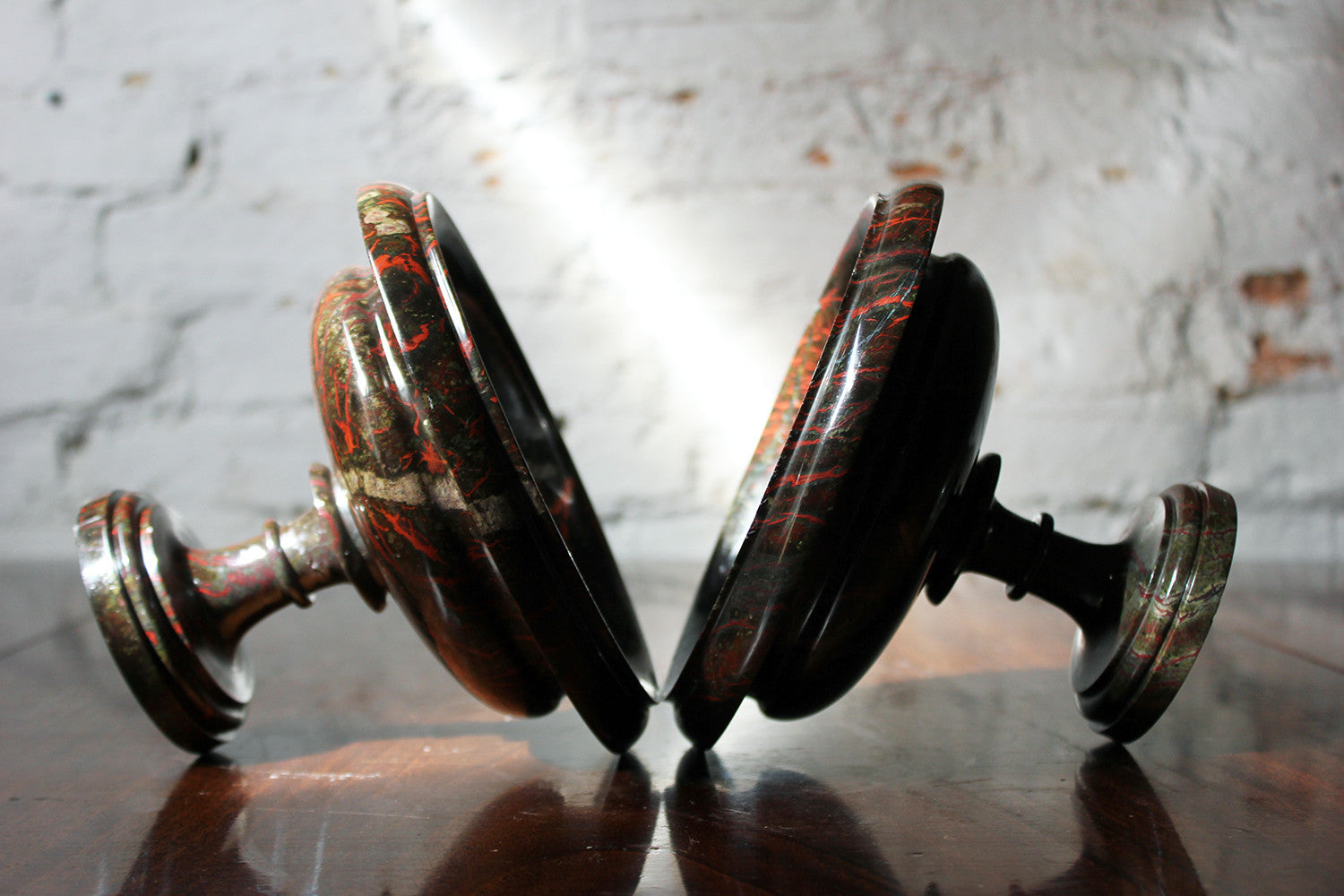 A Fine Pair of 19thC Cornish Serpentine Tazzas c.1830-50