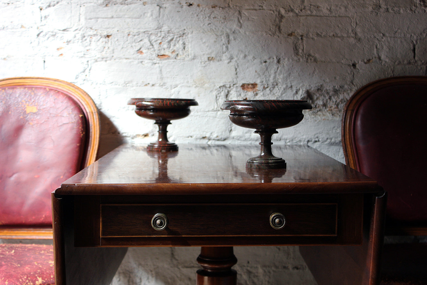 A Fine Pair of 19thC Cornish Serpentine Tazzas c.1830-50