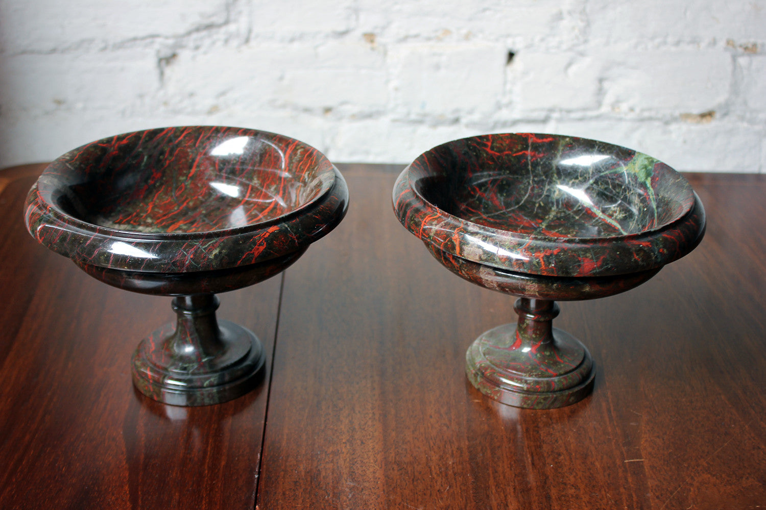 A Fine Pair of 19thC Cornish Serpentine Tazzas c.1830-50