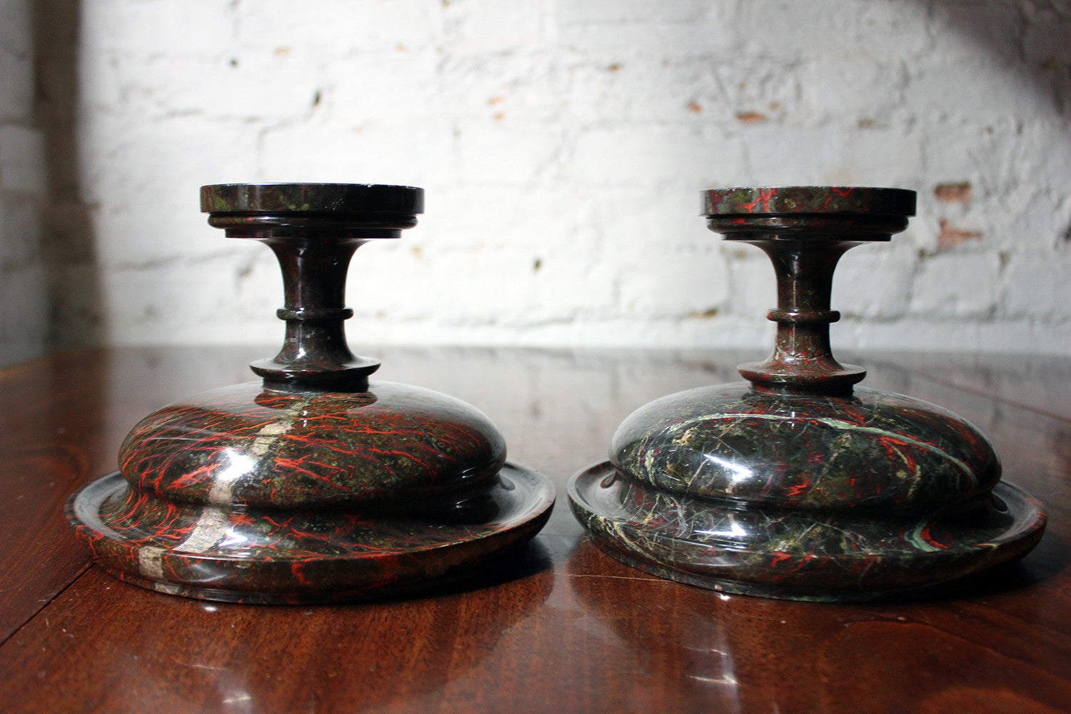 A Fine Pair of 19thC Cornish Serpentine Tazzas c.1830-50