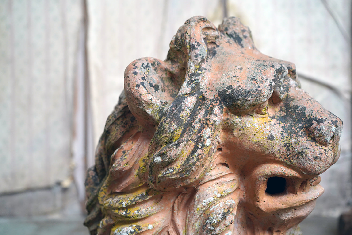 A Good Pair of Large Mid-19thC Terracotta Recumbent Lions c.1860
