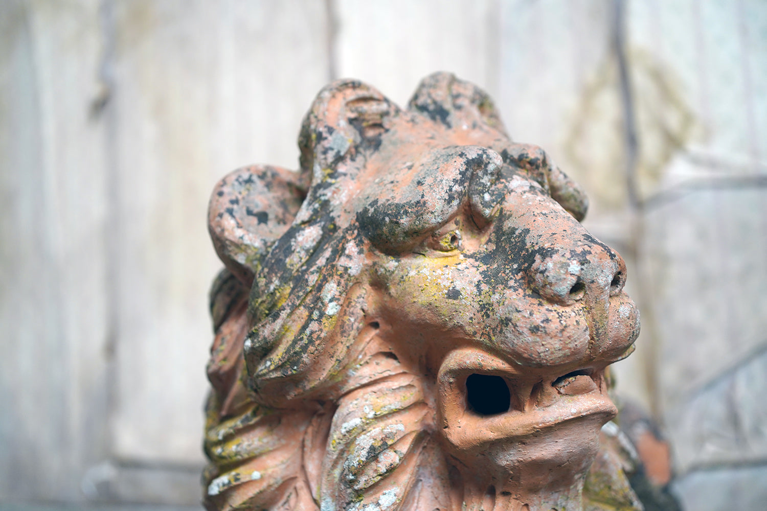 A Good Pair of Large Mid-19thC Terracotta Recumbent Lions c.1860