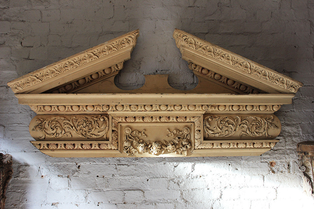A Fine Regency Carved Pine & Gesso Overdoor Broken Pediment c.1825; Formerly of No.2 Wilton Crescent, Belgravia & the Earl Mountbatten, by Repute