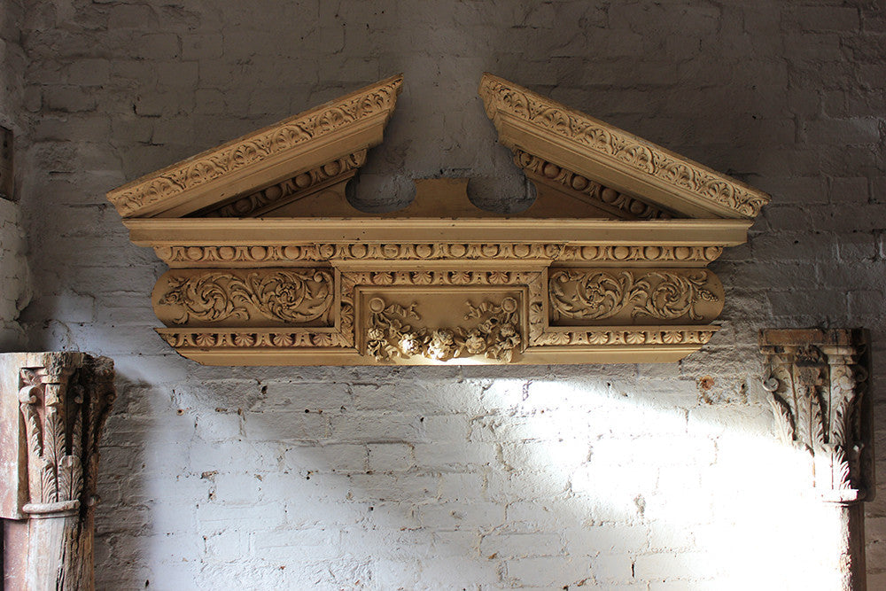 A Fine Regency Carved Pine & Gesso Overdoor Broken Pediment c.1825; Formerly of No.2 Wilton Crescent, Belgravia & the Earl Mountbatten, by Repute
