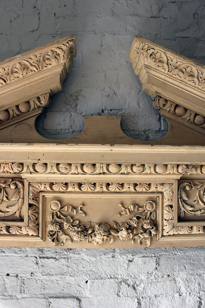 A Fine Regency Carved Pine & Gesso Overdoor Broken Pediment c.1825; Formerly of No.2 Wilton Crescent, Belgravia & the Earl Mountbatten, by Repute