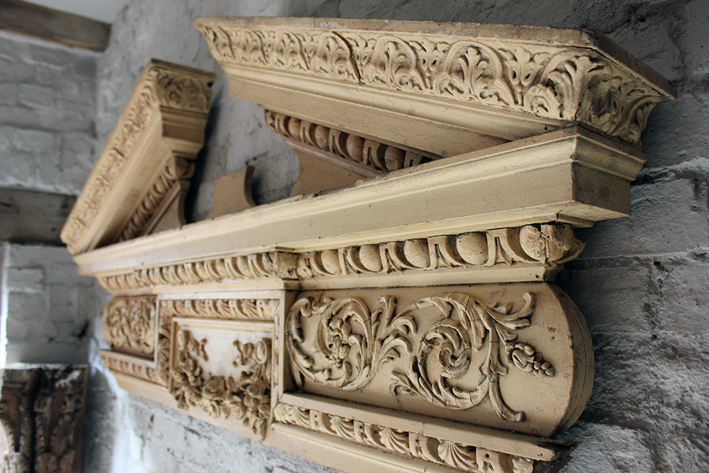 A Fine Regency Carved Pine & Gesso Overdoor Broken Pediment c.1825; Formerly of No.2 Wilton Crescent, Belgravia & the Earl Mountbatten, by Repute