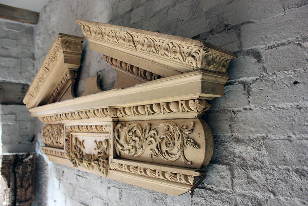 A Fine Regency Carved Pine & Gesso Overdoor Broken Pediment c.1825; Formerly of No.2 Wilton Crescent, Belgravia & the Earl Mountbatten, by Repute