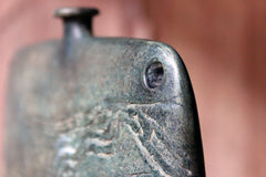 A Burnished Jade Green Bottle Vase by Peter Hayes c.1984