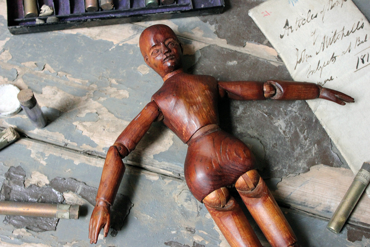 A 19thC English Pine Artist's Lay Figure by Roberson & Co. c.1890