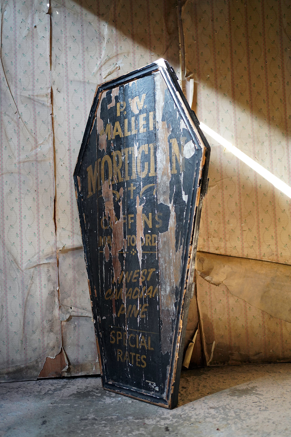 A 20thC Sign-Written Pine Advertising Sign for P.W.Maller Morticians