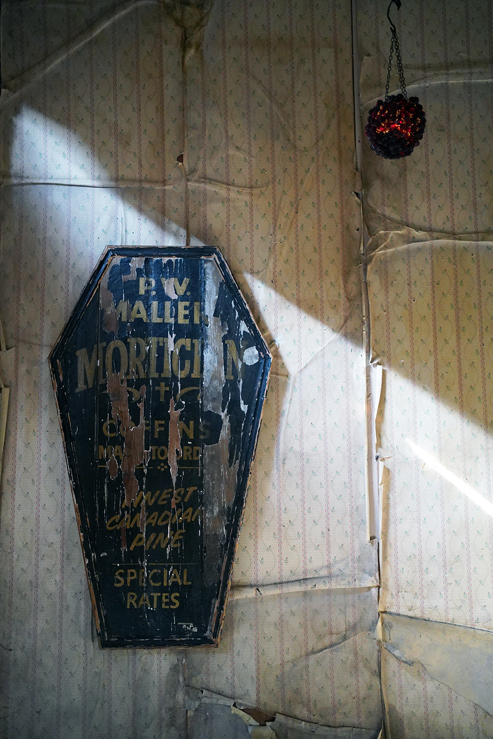 A 20thC Sign-Written Pine Advertising Sign for P.W.Maller Morticians