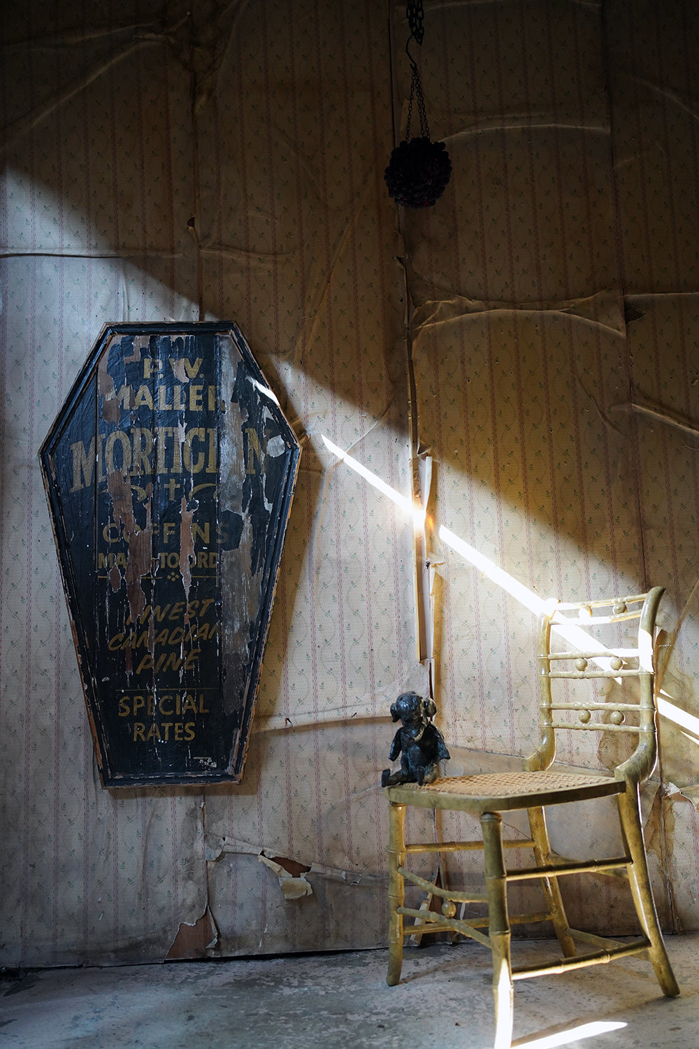 A 20thC Sign-Written Pine Advertising Sign for P.W.Maller Morticians