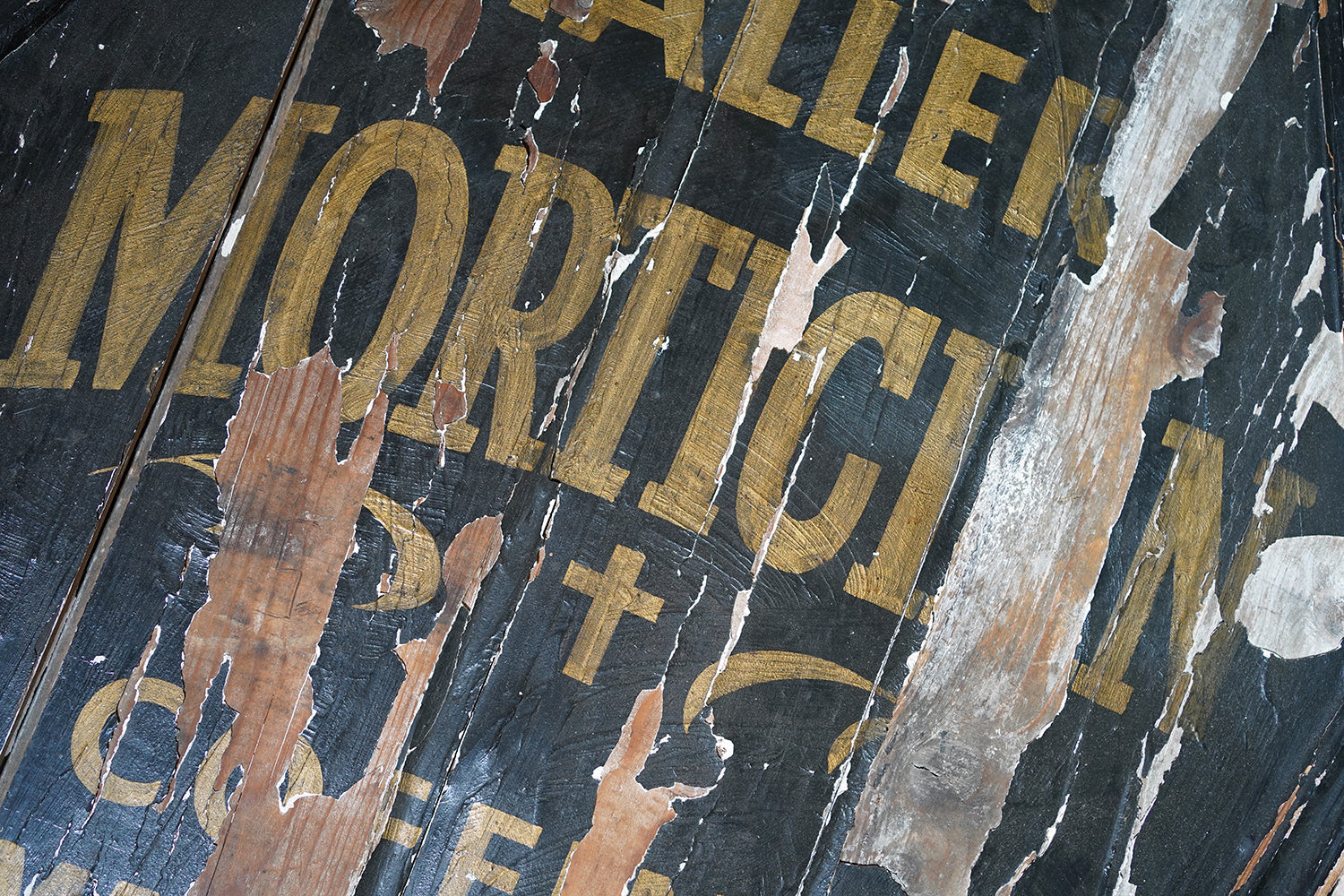 A 20thC Sign-Written Pine Advertising Sign for P.W.Maller Morticians