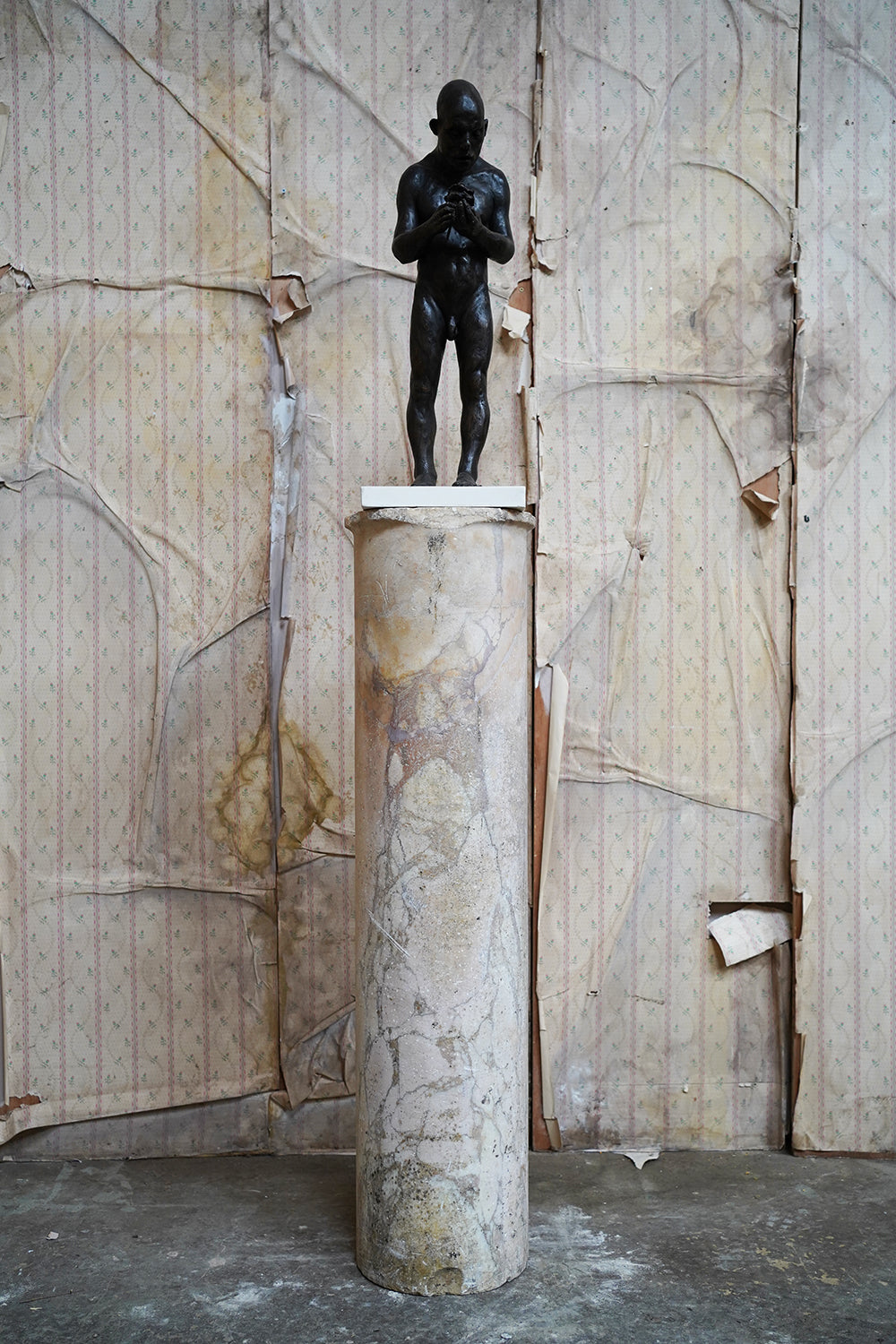 A Fine Italian Siena Scagliola Pink Marble Column c.1870