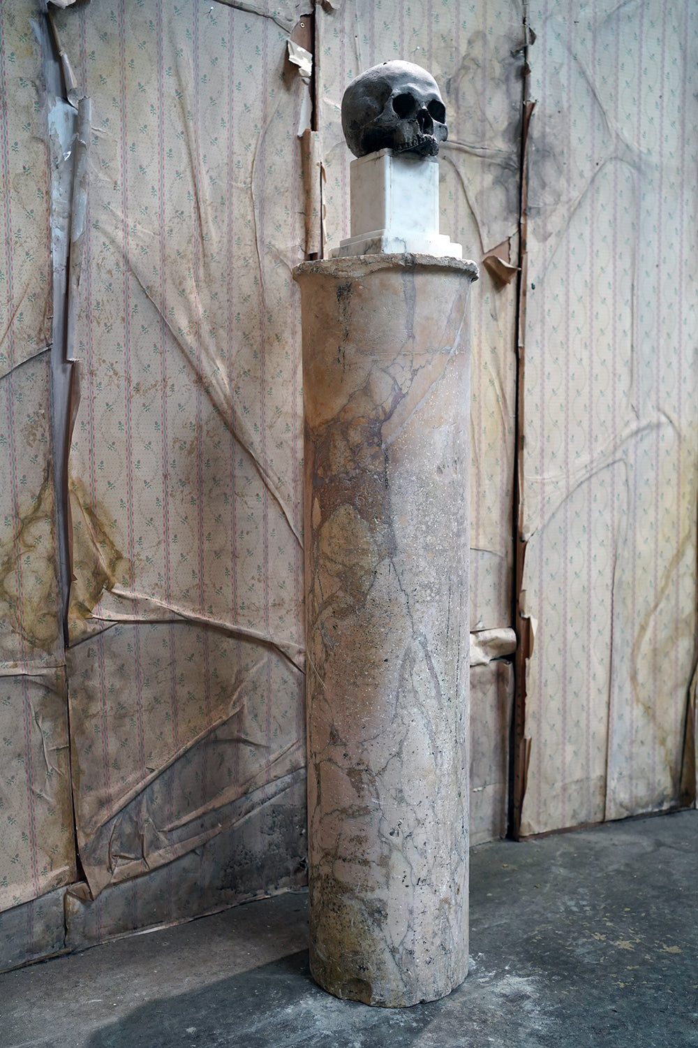 A Fine Italian Siena Scagliola Pink Marble Column c.1870