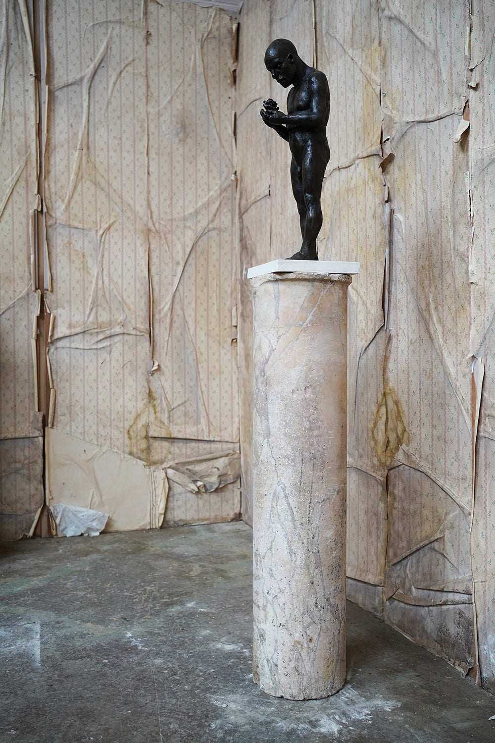 A Fine Italian Siena Scagliola Pink Marble Column c.1870