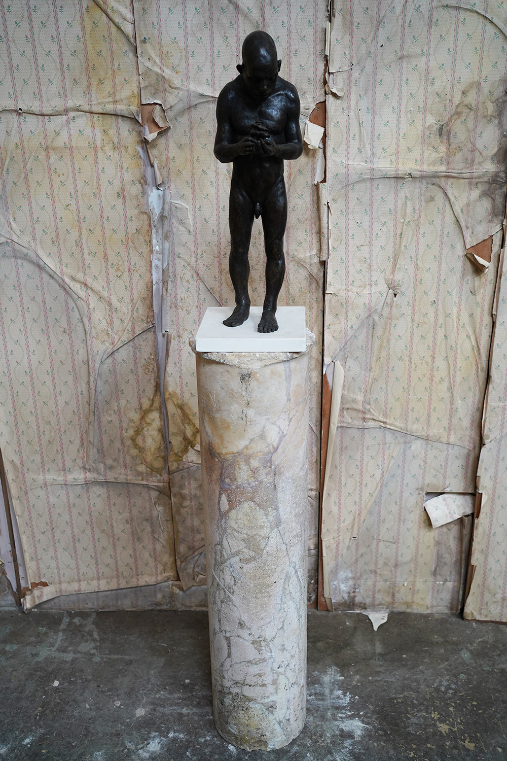 A Fine Italian Siena Scagliola Pink Marble Column c.1870