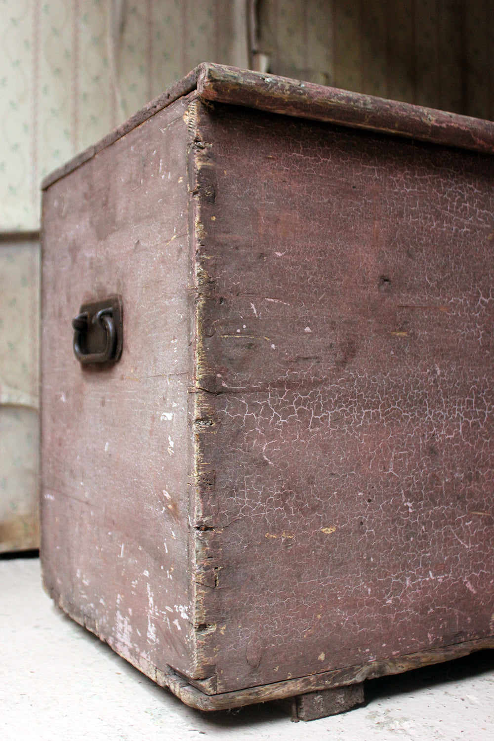 A Decorative Late Victorian Pink Painted Pine Trunk c.1900