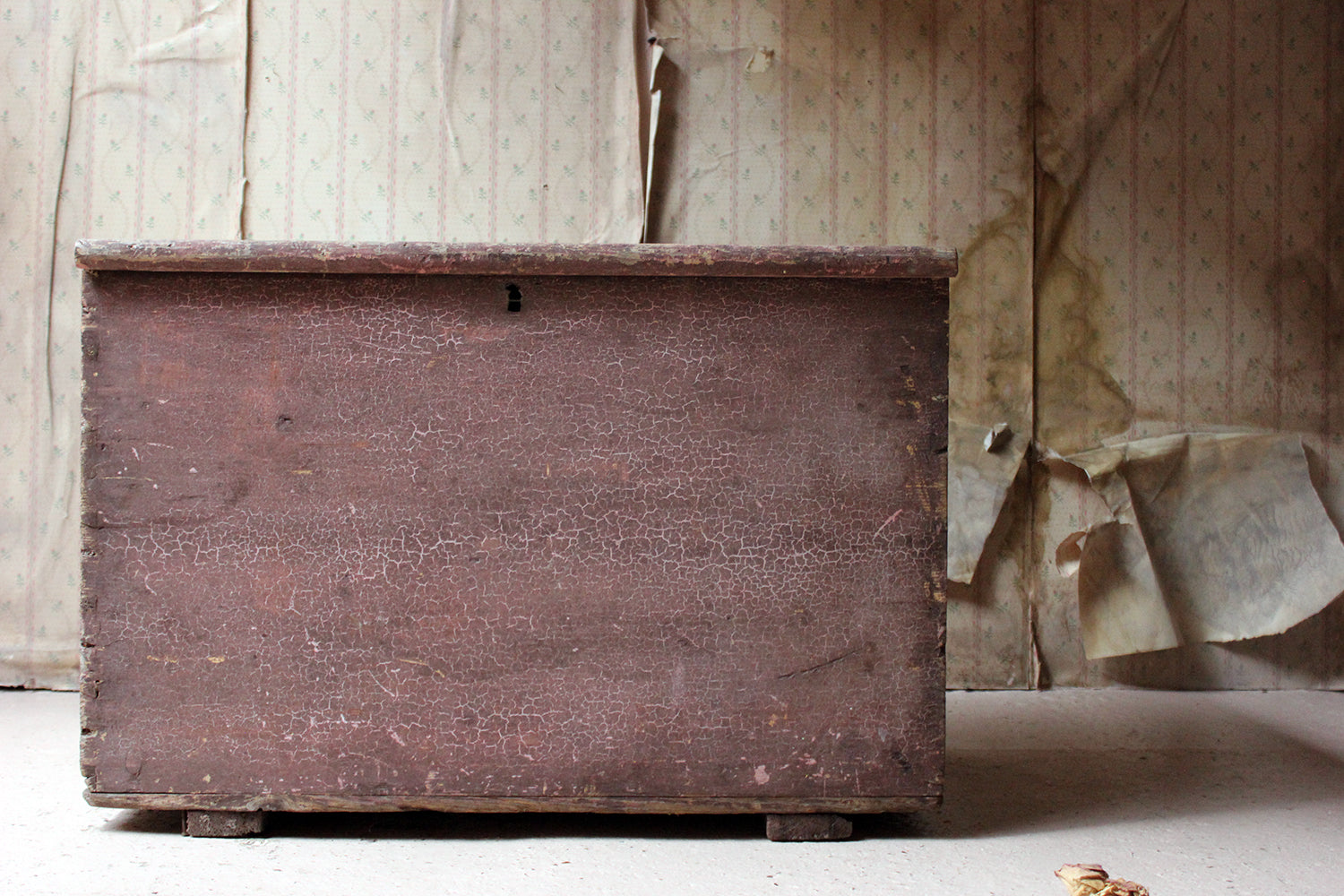 A Decorative Late Victorian Pink Painted Pine Trunk c.1900