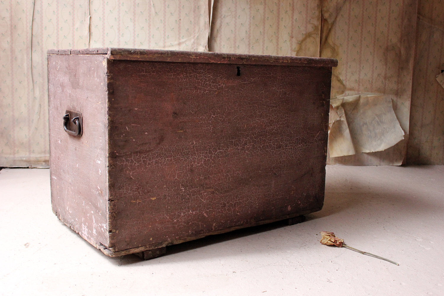 A Decorative Late Victorian Pink Painted Pine Trunk c.1900
