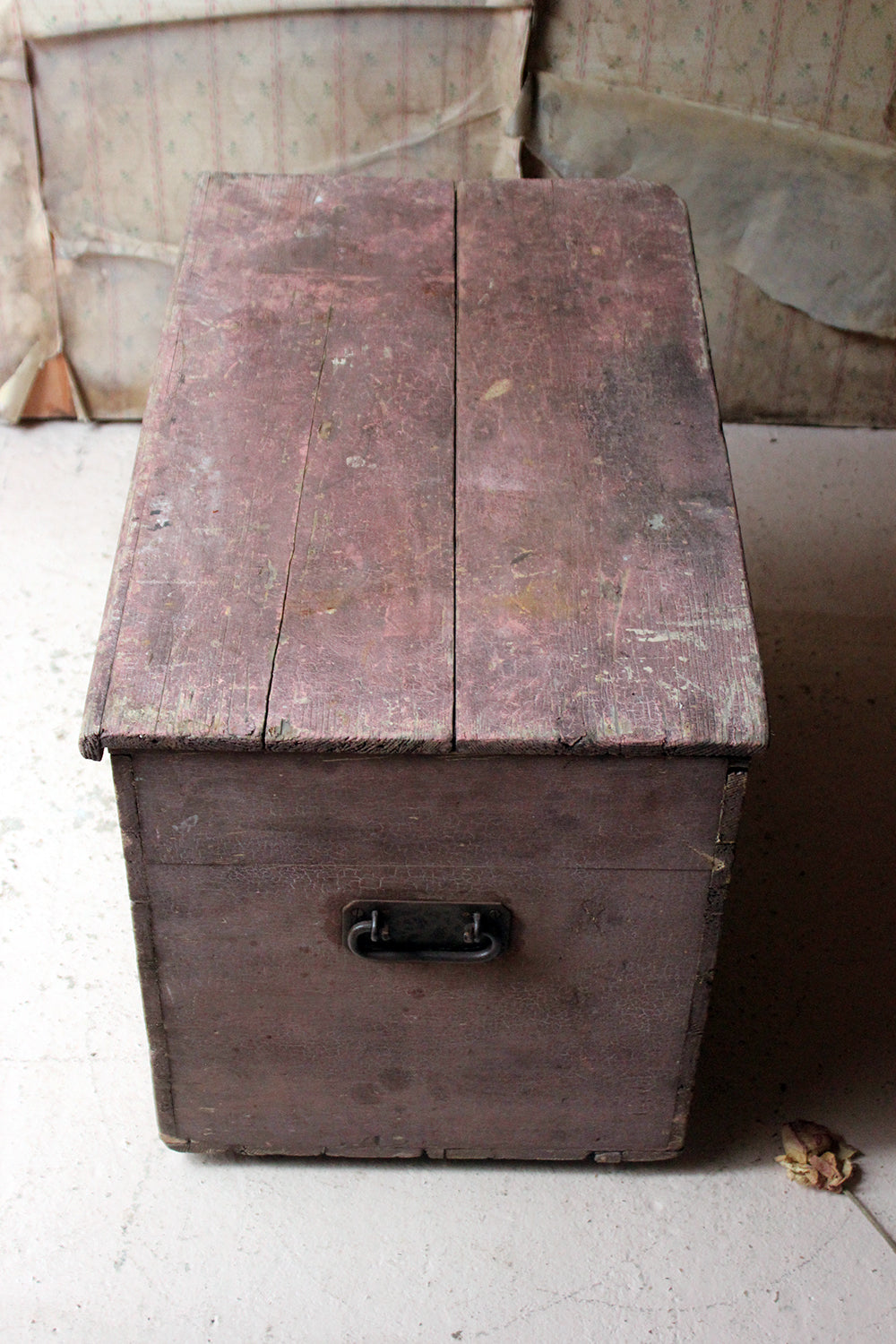 A Decorative Late Victorian Pink Painted Pine Trunk c.1900
