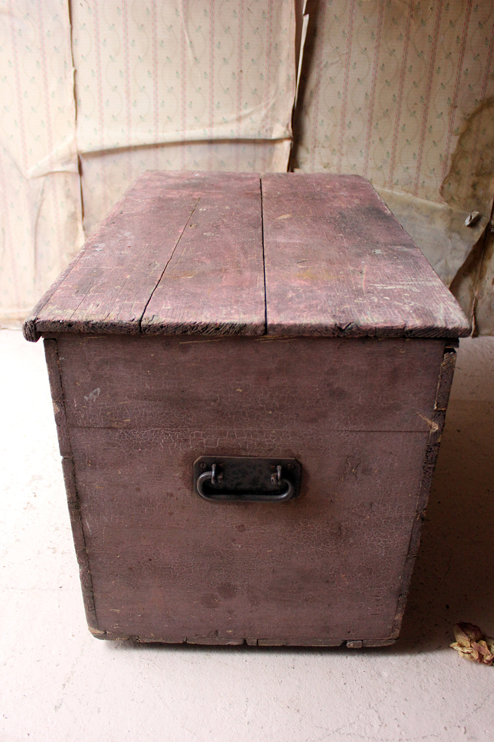 A Decorative Late Victorian Pink Painted Pine Trunk c.1900
