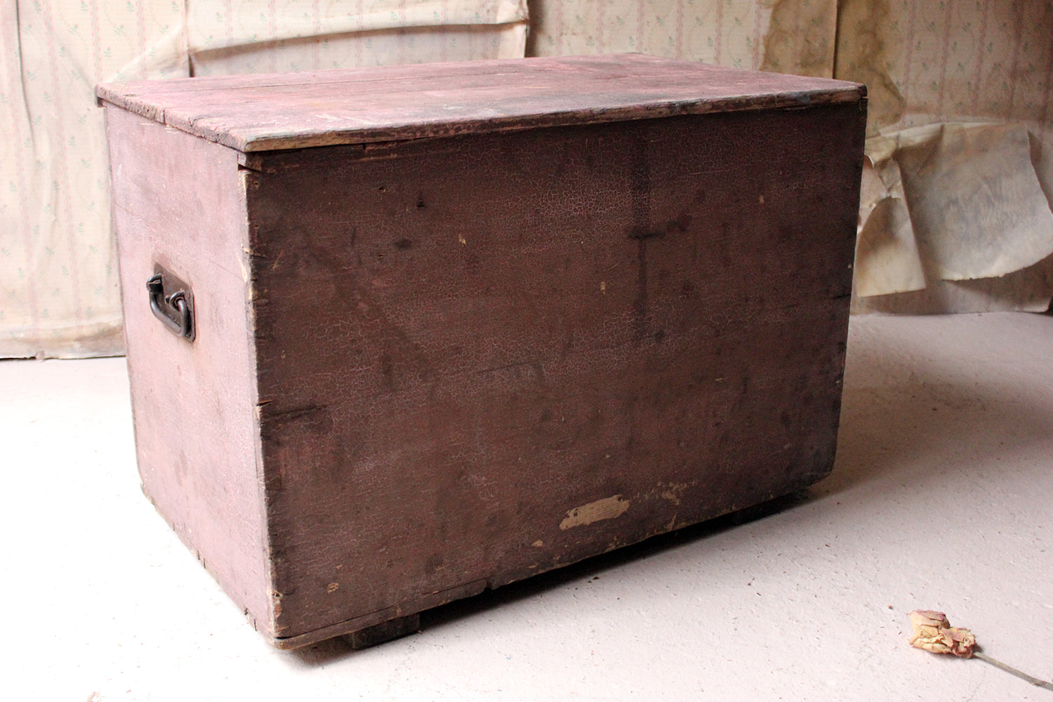 A Decorative Late Victorian Pink Painted Pine Trunk c.1900
