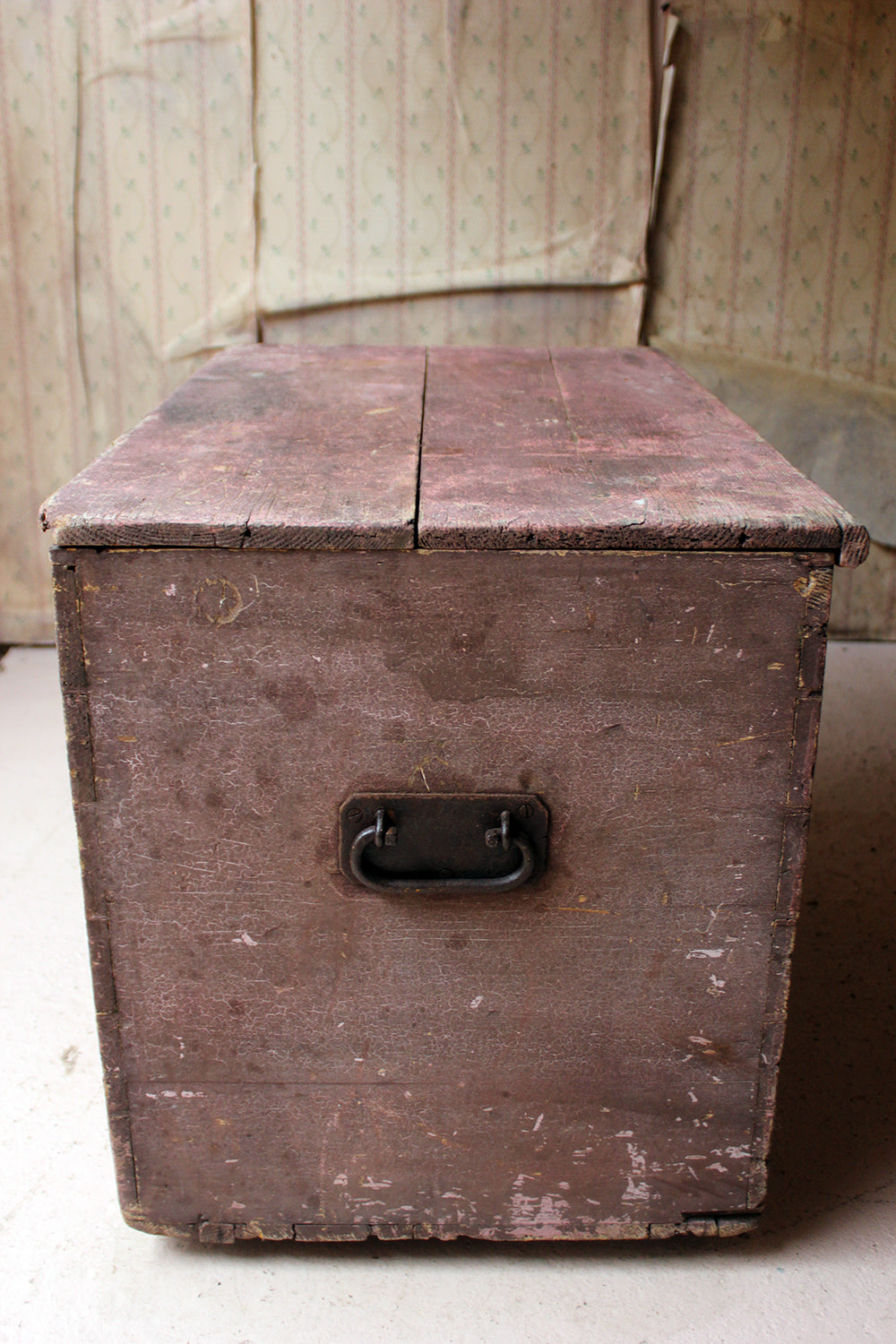 A Decorative Late Victorian Pink Painted Pine Trunk c.1900