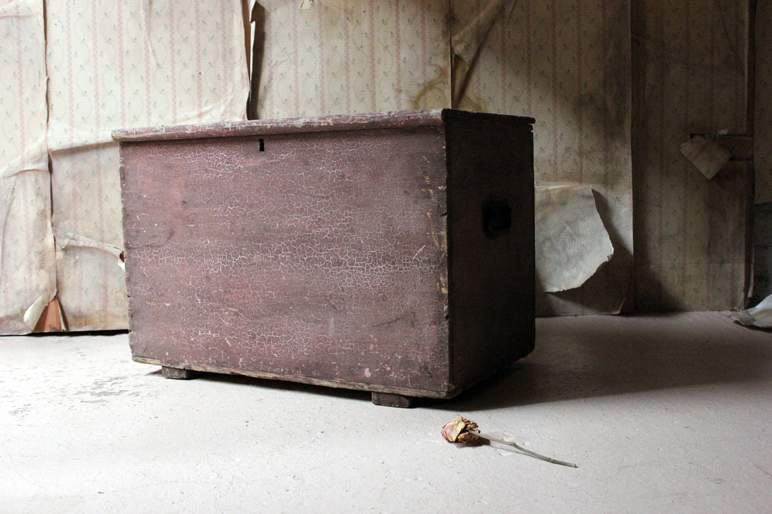 A Decorative Late Victorian Pink Painted Pine Trunk c.1900