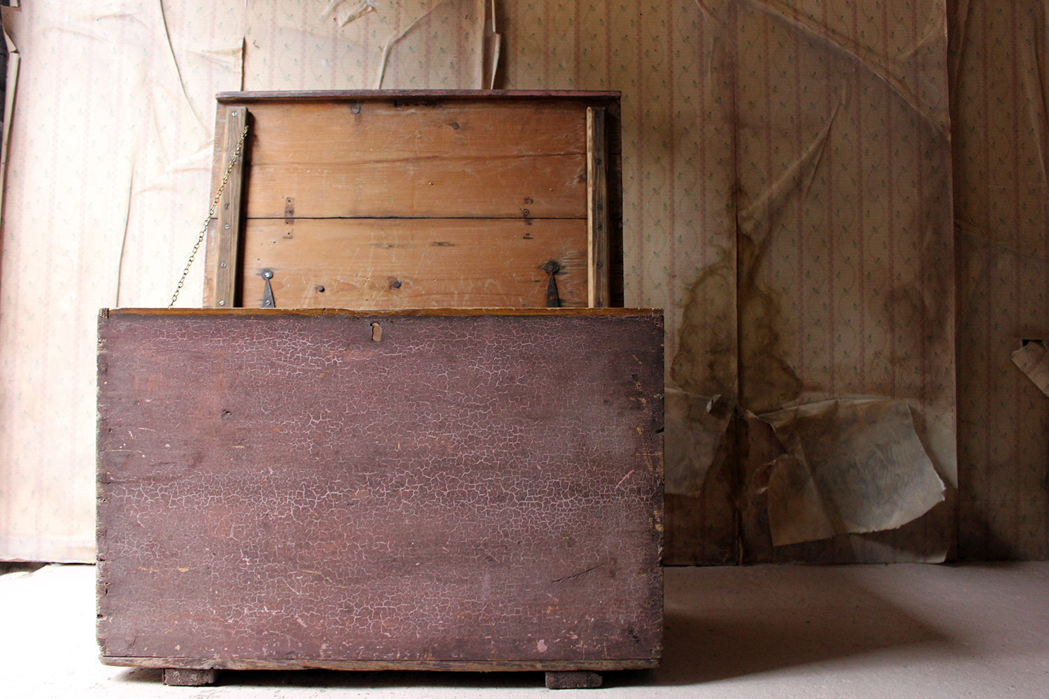 A Decorative Late Victorian Pink Painted Pine Trunk c.1900