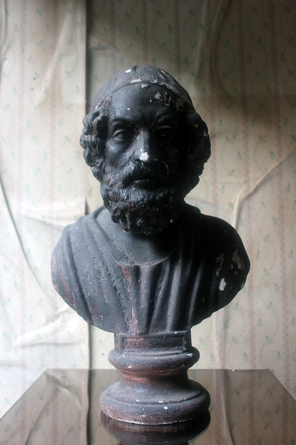 A Decorative Black Painted Plaster Portrait Bust of Homer c.1900