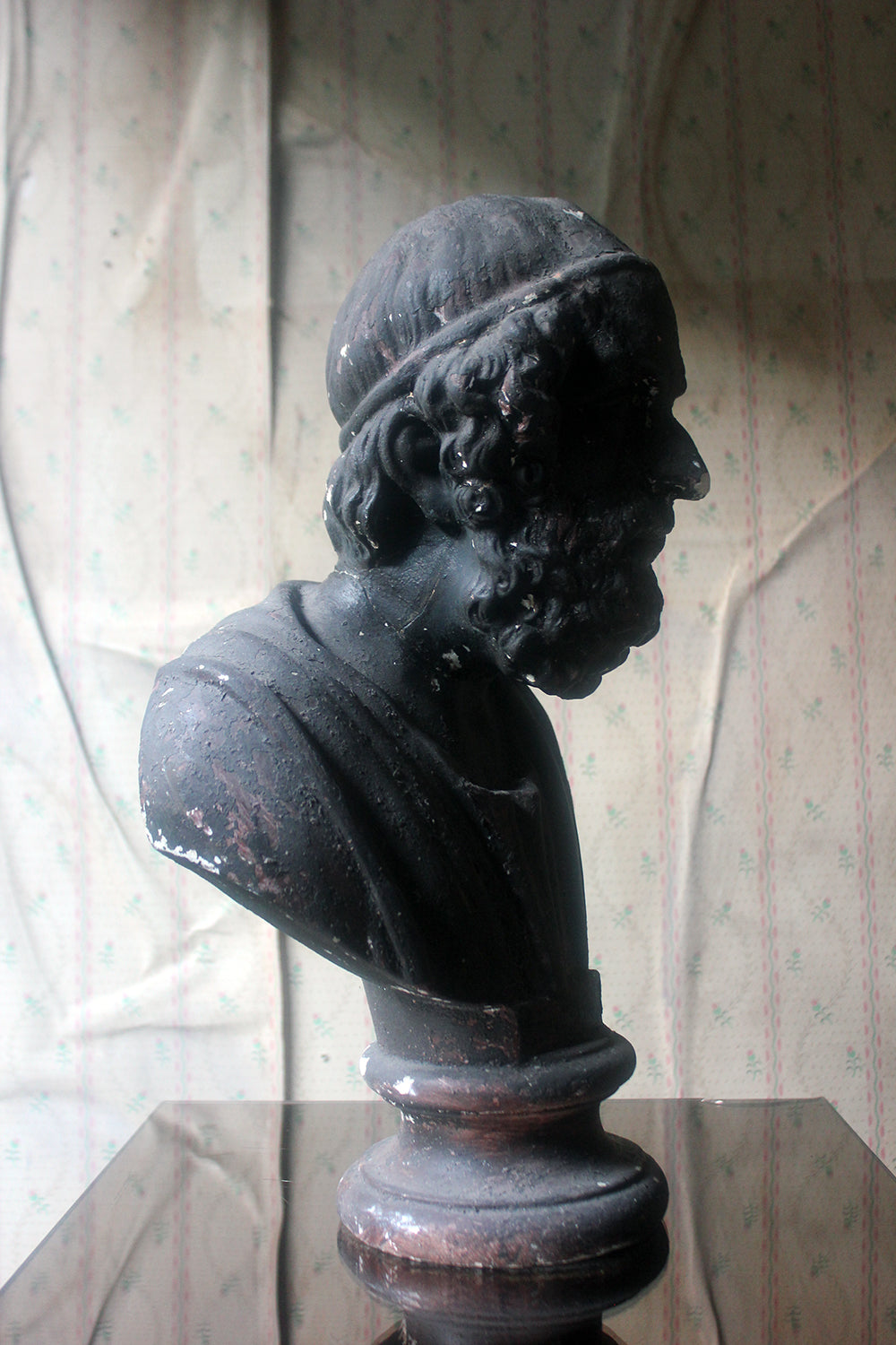A Decorative Black Painted Plaster Portrait Bust of Homer c.1900
