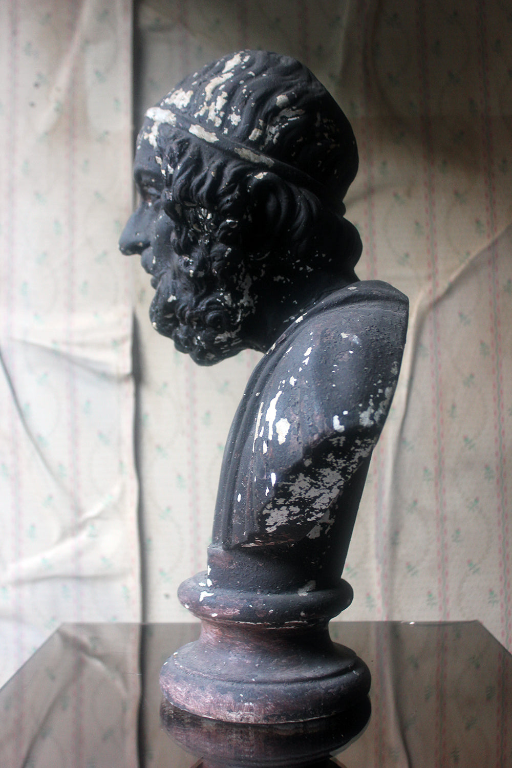A Decorative Black Painted Plaster Portrait Bust of Homer c.1900