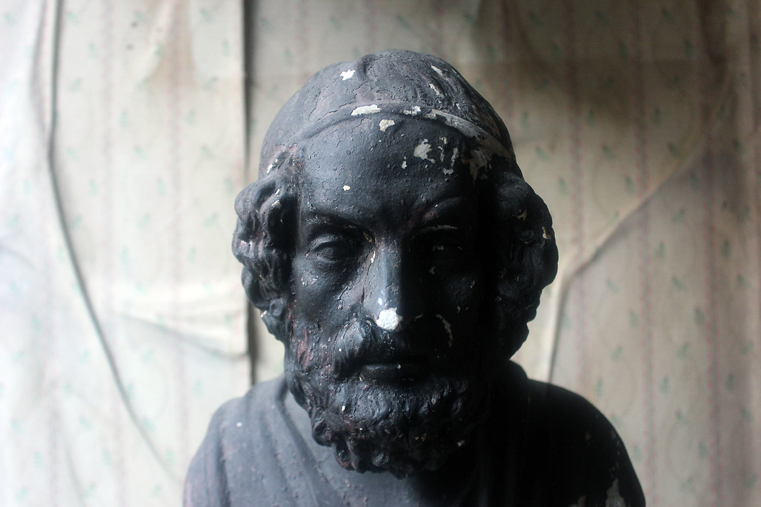 A Decorative Black Painted Plaster Portrait Bust of Homer c.1900