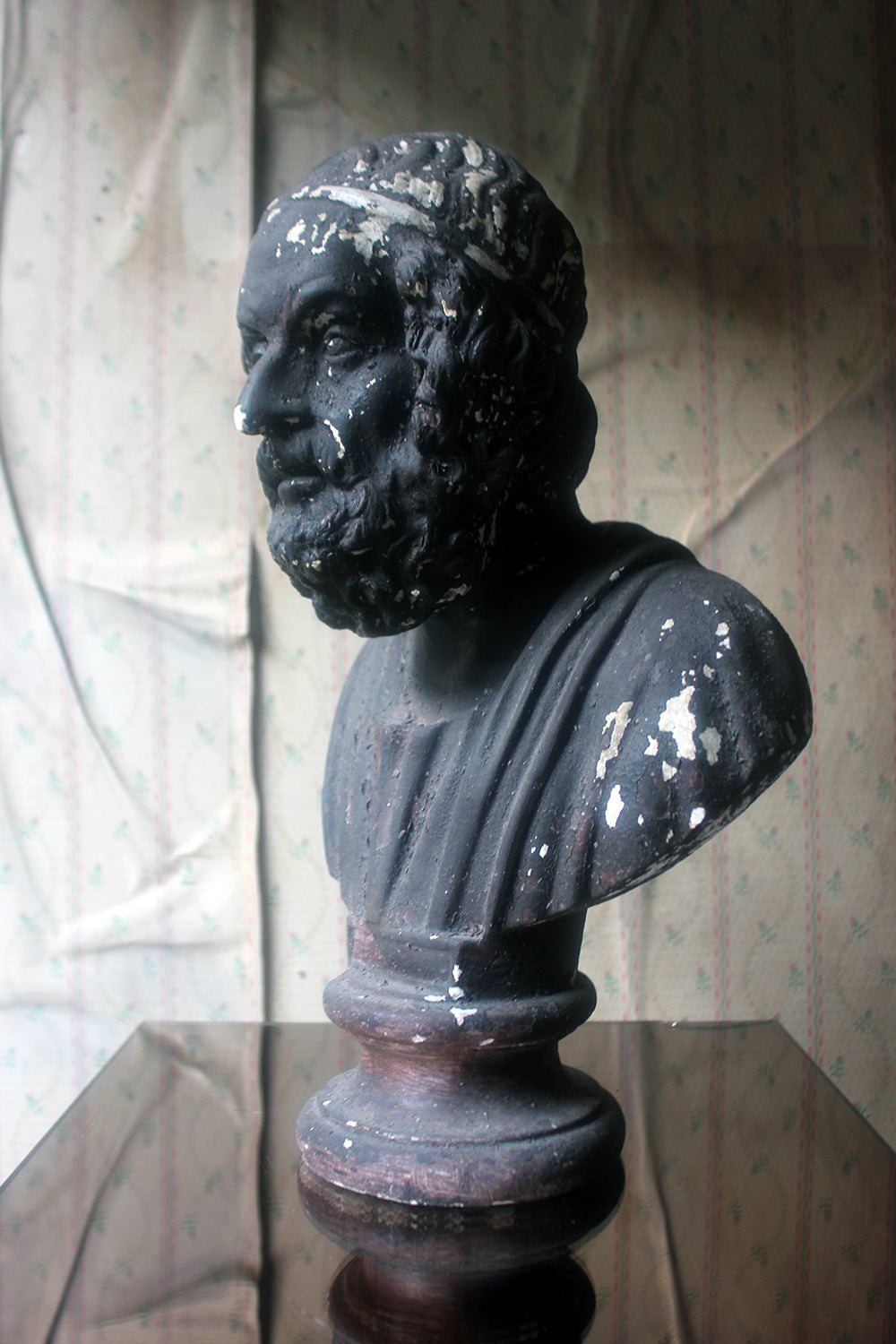 A Decorative Black Painted Plaster Portrait Bust of Homer c.1900