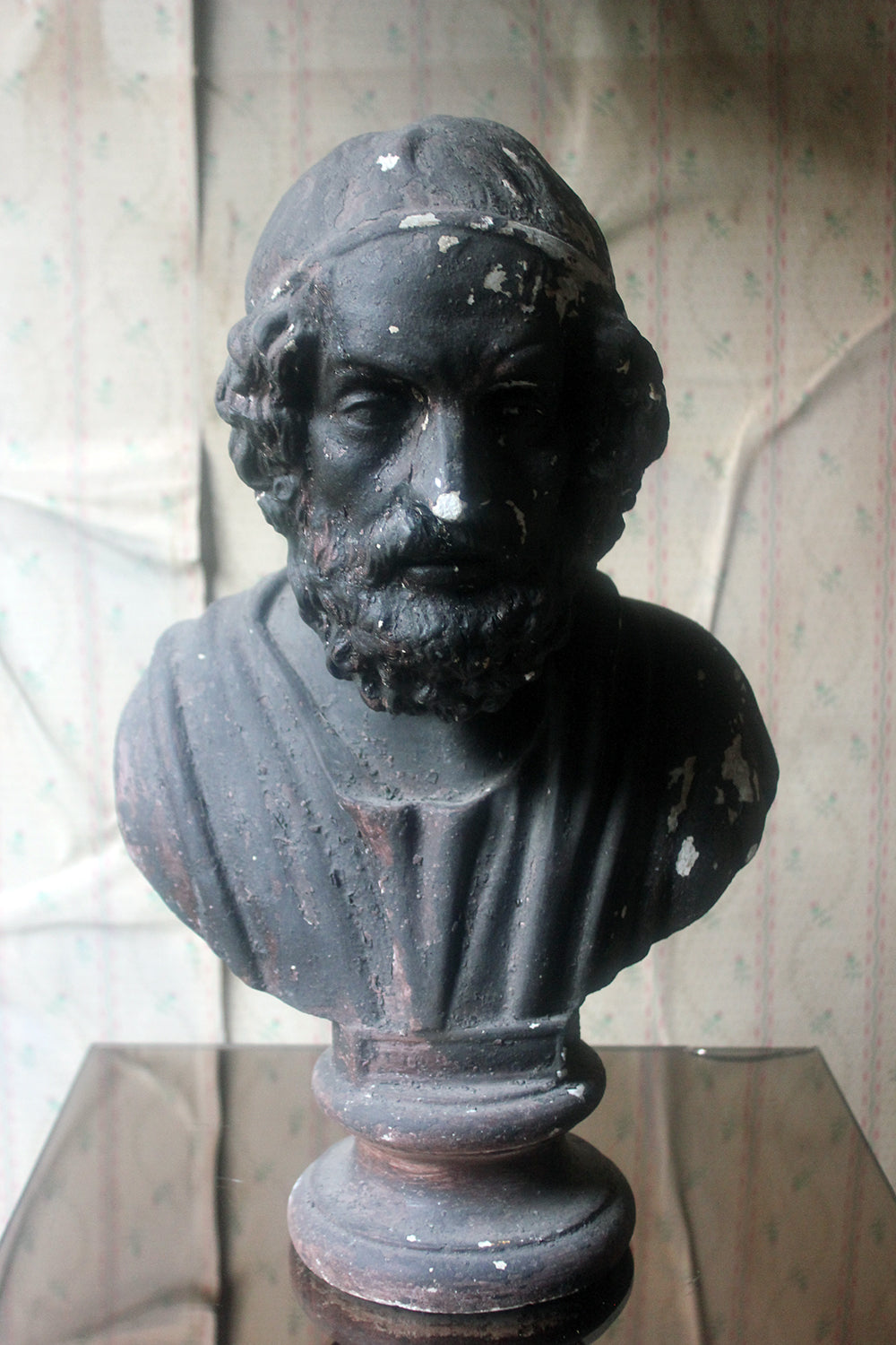 A Decorative Black Painted Plaster Portrait Bust of Homer c.1900