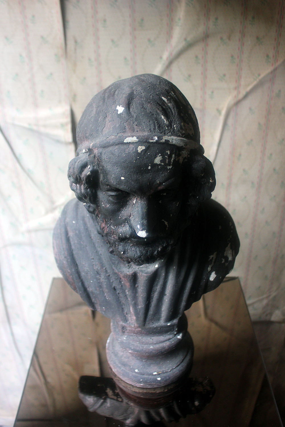 A Decorative Black Painted Plaster Portrait Bust of Homer c.1900
