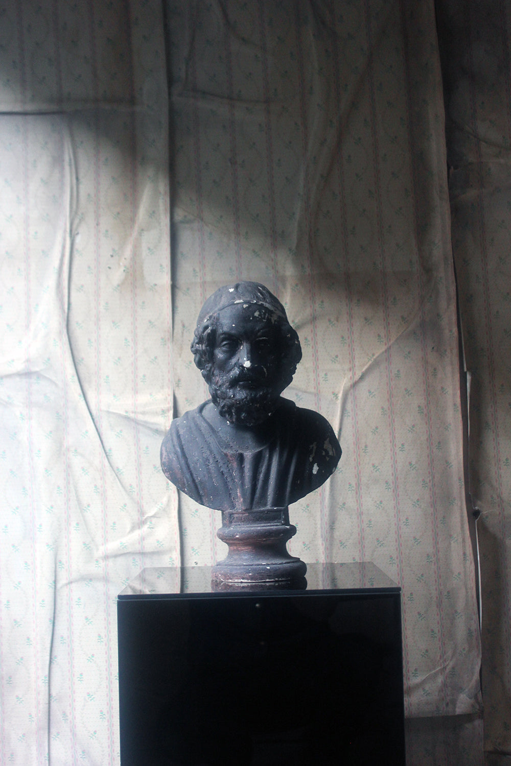 A Decorative Black Painted Plaster Portrait Bust of Homer c.1900