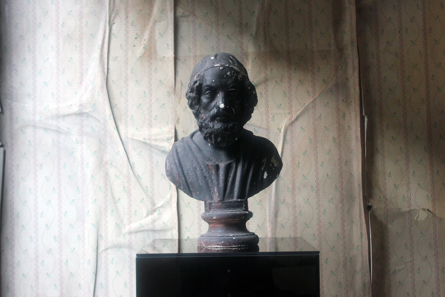 A Decorative Black Painted Plaster Portrait Bust of Homer c.1900