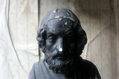 A Decorative Black Painted Plaster Portrait Bust of Homer c.1900