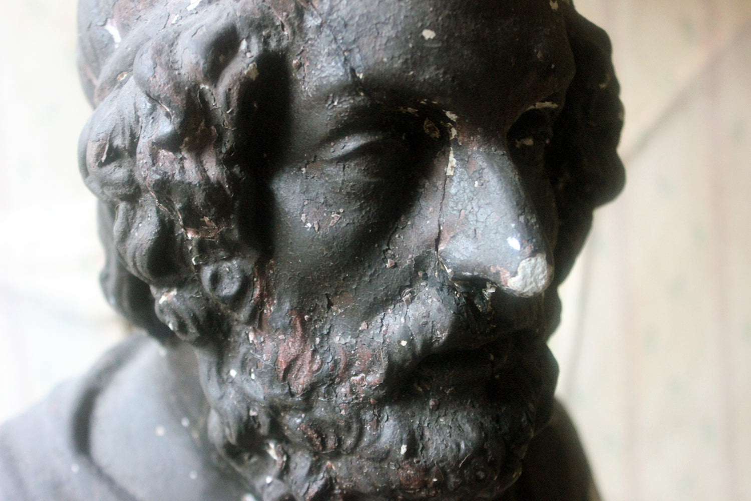 A Decorative Black Painted Plaster Portrait Bust of Homer c.1900