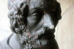 A Decorative Black Painted Plaster Portrait Bust of Homer c.1900