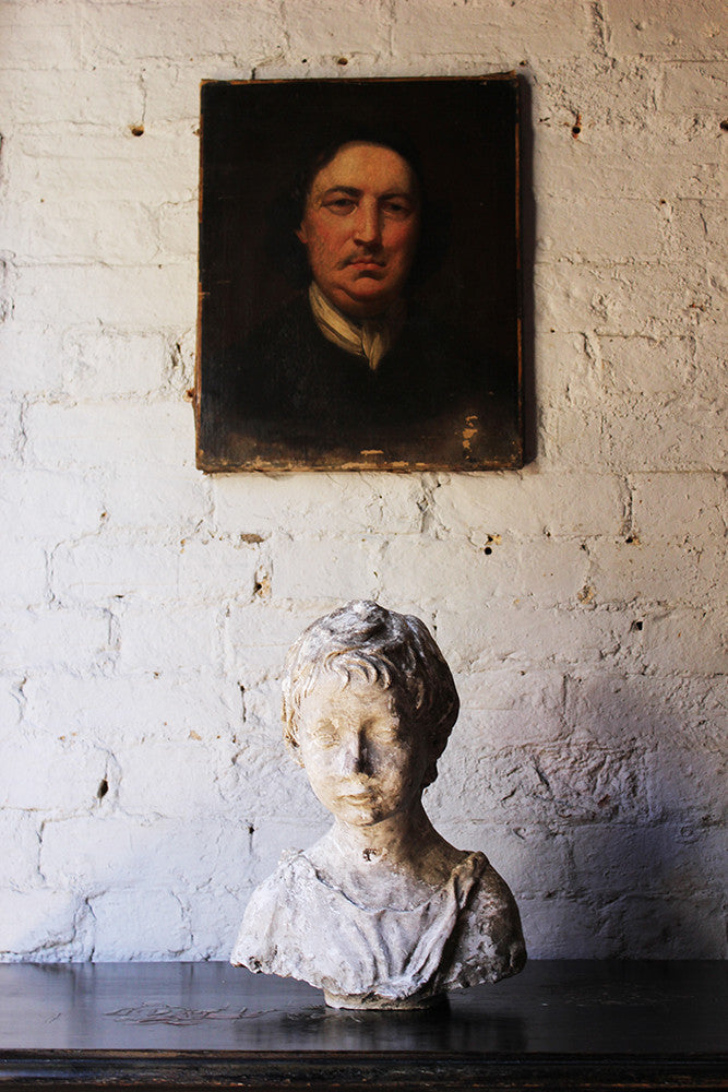 A Decorative 20thC Portrait Studio Plaster Bust of a Young Boy