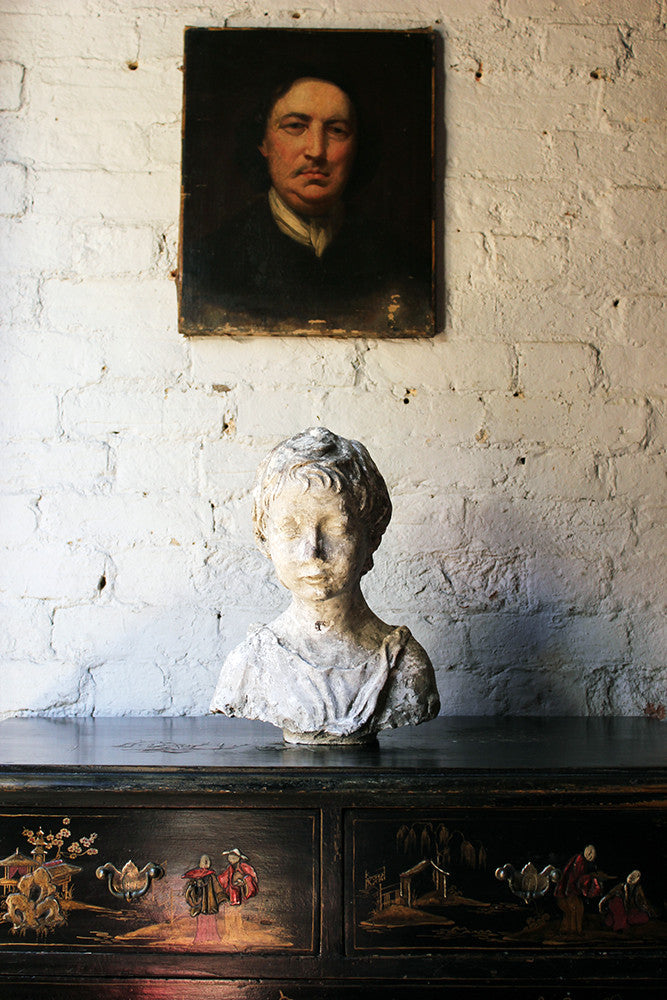 A Decorative 20thC Portrait Studio Plaster Bust of a Young Boy