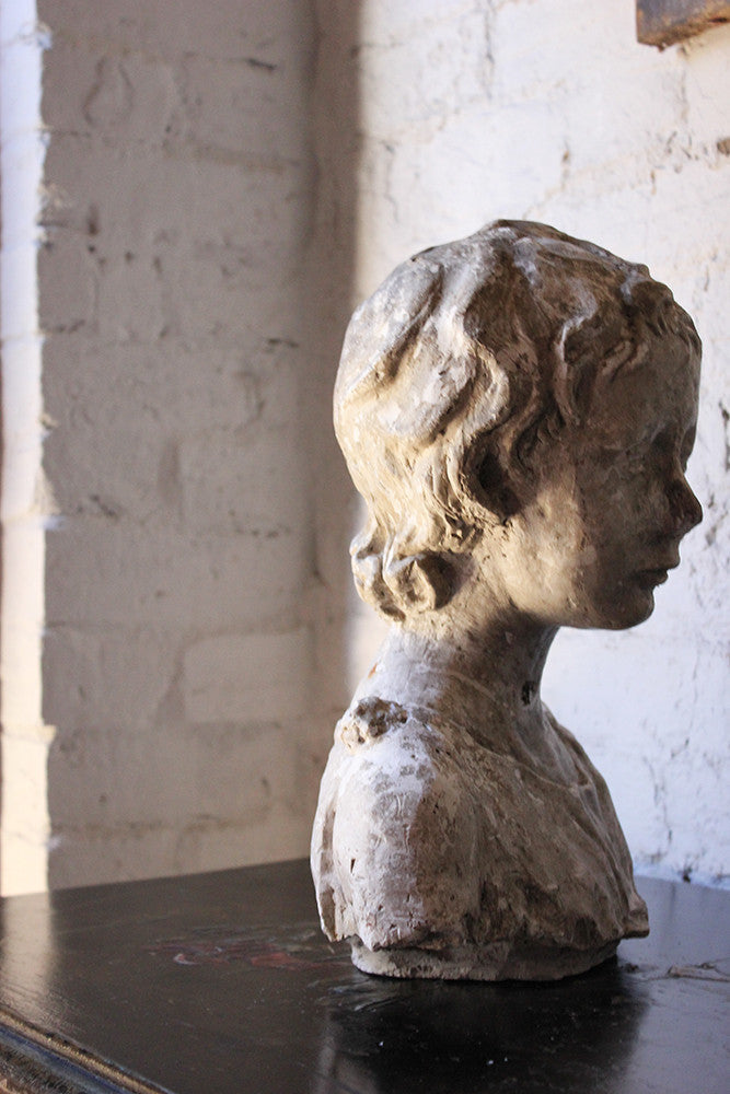 A Decorative 20thC Portrait Studio Plaster Bust of a Young Boy