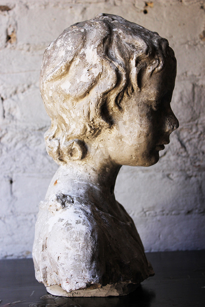 A Decorative 20thC Portrait Studio Plaster Bust of a Young Boy